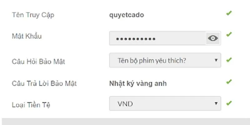 Đăng ký tài khoản cũng 1988